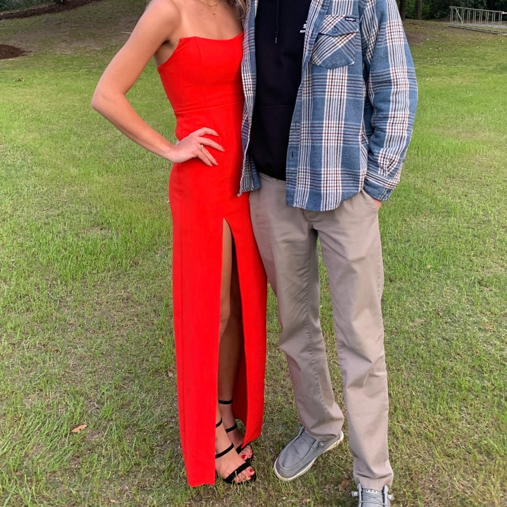 Elegant Red Strapless Gown